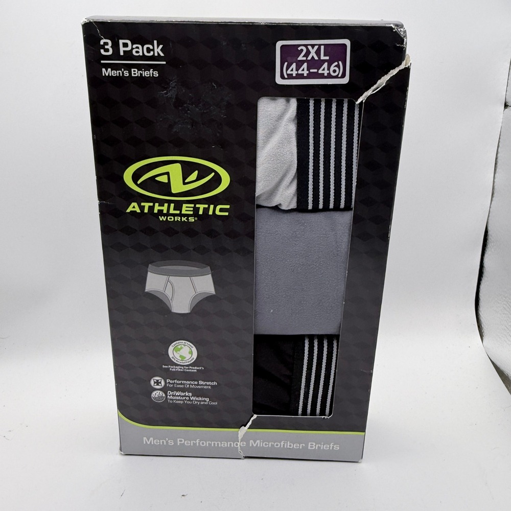Athletic Works Briefs Men 2XL 3-Pack Performance Microfiber Multi-Color AW1M2330